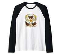 Red Admiral Butterfly Mandala Simmetria con la natura ispirata Maglia con Maniche Raglan