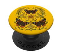 Red Admiral Butterfly Mandala Simmetria con la natura ispirata PopSockets PopGrip Adesivo