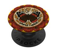 Red Admiral Butterfly Mandala Simmetria con la natura ispirata PopSockets PopGrip Adesivo