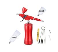 Red Airbrush Kit compressore con gravità Trigger Tipo Pistola a spruzzo for Art Model Body Paint Artista Makeup Natogni Tatuaggi Torta Soffiaggio comodo(White)