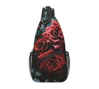 Red And Black Rose Donna Uomo Sling Bag Leggera Zaino Monospalla Piccolo Borsa A Tracolla Per Ciclismo Treeking Sportivo
