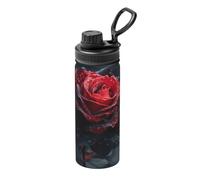 Red and Black Rose Stampa Stampa 18oz Sport Bollitore Isolato Bottiglia di Viaggio Versatile per Basket Outdoor
