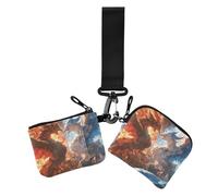 Red and Blue Ice and Fire Phoenix - Portafogli doppi da donna, porta biglietti da visita, alla moda, con tasca con cerniera, 2 pezzi, Ghiaccio rosso e blu e fuoco Phoenix, 1 size, Casual