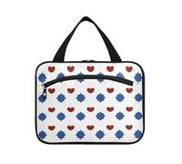Red and Blue Love 4 luglio Independence Day borsa per il trucco appesa con scomparti con gancio, accessori di design borsa da viaggio articoli da toeletta per crociera viaggio zaino in spalla bolso