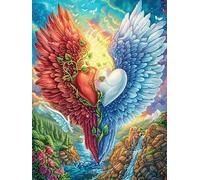 Red And Blue Phoenix with Rose Rompicapo 1000 Pezzi Toscana Per Famiglie Mitos Fantástico Cuento De Hadas Cartone Rigido Per Attività Educativa Bambini Da Passatempo Con Poster Incluso Migliore Vendit