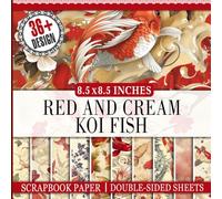 Red And Cream Koi Fish Scrapbook Paper: Decorative Koi Fish Sheets for Scrapbooking, Card Making, and Craft Projects