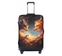 Red and Gray Flame Fox Travel Luggage Covers - Elasticità Valigie Coperture per bagagli 45-81 cm, Nero , L