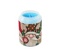 Red and Green Christmas Nwarfs Portable Pet Paw Cleaner Cup with Silicone Brush Soft Pets Supplies and Accessories for Small & Medium Dogs
