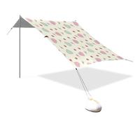 Red and Green Valentine Love Progettato UPF50+ Protezione Spiaggia Baldacchino Impermeabile Ombra Parasole con Pala di Sabbia, Sacchi di sabbia per viaggi in famiglia, picnic e campeggio carpas de sol