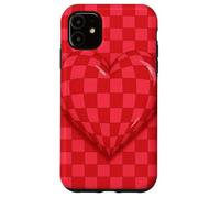 Red and Pink Checkered Heart Retro Love Valentine’s Day Custodia per iPhone 11