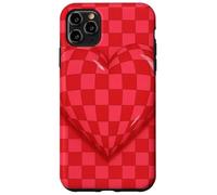 Red and Pink Checkered Heart Retro Love Valentine’s Day Custodia per iPhone 11 Pro Max