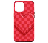 Red and Pink Checkered Heart Retro Love Valentine’s Day Custodia per iPhone 12 Pro Max