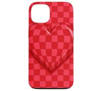 Red and Pink Checkered Heart Retro Love Valentine’s Day Custodia per iPhone 13