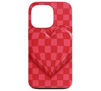 Red and Pink Checkered Heart Retro Love Valentine’s Day Custodia per iPhone 13 Pro