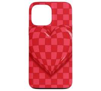 Red and Pink Checkered Heart Retro Love Valentine’s Day Custodia per iPhone 13 Pro Max