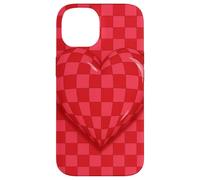 Red and Pink Checkered Heart Retro Love Valentine’s Day Custodia per iPhone 14