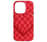 Red and Pink Checkered Heart Retro Love Valentine’s Day Custodia per iPhone 14 Pro