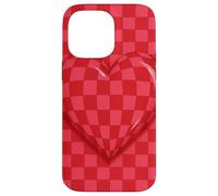 Red and Pink Checkered Heart Retro Love Valentine’s Day Custodia per iPhone 14 Pro Max