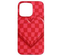 Red and Pink Checkered Heart Retro Love Valentine’s Day Custodia per iPhone 15 Pro Max