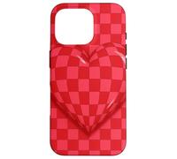 Red and Pink Checkered Heart Retro Love Valentine’s Day Custodia per iPhone 16 Pro