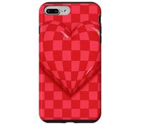 Red and Pink Checkered Heart Retro Love Valentine’s Day Custodia per iPhone 7 Plus/8 Plus