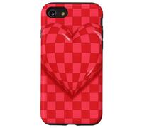 Red and Pink Checkered Heart Retro Love Valentine’s Day Custodia per iPhone SE (2020) / 7/8