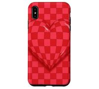 Red and Pink Checkered Heart Retro Love Valentine’s Day Custodia per iPhone XS Max
