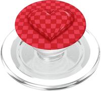 Red and Pink Checkered Heart Retro Love Valentine’s Day PopSockets PopGrip per MagSafe