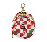 Red and White Check Christmas Baby Boy Pacifier Storage Case con cerniera e clip da polso portafoglio, piccolo oggetto di stoccaggio sacchetto