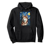 Red And White Husky Van Gogh Felpa con Cappuccio