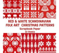 Red and White Scandinavian Folk Art Christmas Patterns Scrapbook Paper Pad: Double Sided Decorative Sheets for Cardmaking, Craft Projects Mixed Media Junk Journal, ATC, Decoupage