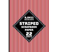 Red and White Striped Scrapbook Paper: Vertical Stripes Candy Cane Design for Various Crafts, Invitations, Junk Journals, Card Making, DIY Projects - 22 Sheets - 1 Design