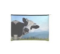 Red Anguria Piccolo Cosmetico Riutilizzabile Carta Trucco Sacchetto Portatile Viaggio Toiletry Bag Impermeabile Sacchetto di Immagazzinaggio, Cute Cow1, Taglia unica