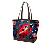 Red Art Seven Star Ladybug-243 - Borsa a tracolla da donna, in morbida pelle lavata e borse resistenti, Multicolore 03, 33.8x12x31cm/13.3x4.7x12.2 in