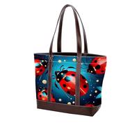 Red Art Seven Star Ladybug-243 - Borsa a tracolla da donna, in morbida pelle lavata e borse resistenti, Multicolore 09, 33.8x12x31cm/13.3x4.7x12.2 in