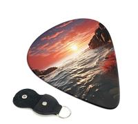 Red Beach Reef - 6 plettri per chitarra, stampa su entrambi i lati, per chitarra acustica, basso, ukulele, chitarra elettrica (0,46 mm, 0,71 mm, 0,96 mm)