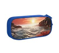 Red Beach Reef, astuccio per matite con cerniera, astuccio portatile, grande borsa per cancelleria scolastica, borsa per trucchi, Blu, Taglia unica, Beauty Case