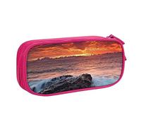 Red Beach Reef - Astuccio per matite, trucchi, gioielli, portatile, da viaggio, nero, rosa, Taglia unica, Astuccio portamatite