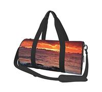 Red Beach Reef - Borsone rotondo da viaggio con stampa di barriera corallina, borsa da palestra, fitness, borsa da allenamento, nera, taglia unica, Nero , Taglia unica