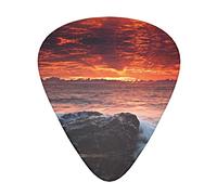 Red Beach Reef - Set di 12 plettri per chitarra acustica, confezione da regalo per chitarra acustica, plettri con scatola trasparente