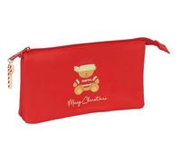 Red Bear Happy Party - Astuccio triplo per bambini, ideale per bambini in età scolare, comodo e versatile, qualità e resistenza, 22 x 3 x 12 cm