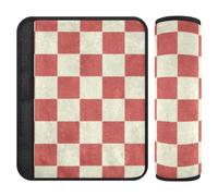 Red Beige Checker Plaid 2 Pack cintura di sicurezza Cuscino Più Comfort Guida per SUV funda para cinturón de carro