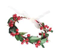 Red Berry Headband, Floral Hairpiece, Handmade Vintage Nature Berries Festival Headband for Wedding, Holiday, and Festival, Iron Wire, Polyester, Resin, 18cm 7.09in Diameter