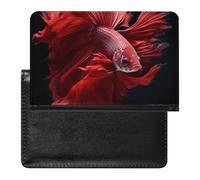 Red Betta Siamese Fighting Fish - Custodia per passaporto con tasca per carte di credito, custodia per passaporto da viaggio, Stile:, Taglia unica