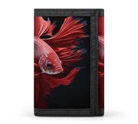Red Betta Siamese Fighting Fish Portafoglio Trifold Carino Porta Carte Titolare Frizione Portafogli per Uomo Donna, Stile:, Taglia unica