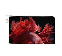 Red Betta Siamese Fighting Fish portamonete carino portamonete portamonete con cerniera, Stile:, Taglia unica