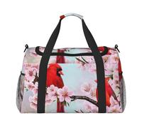 Red Bird Branch Blossom Travel Duffel Bag Large Pieghevole Impermeabile Pernottamento Borsa Spiaggia Nuoto Piscina Sport Palestra