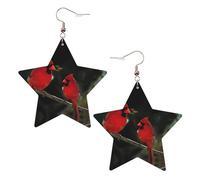 Red Birds Fauna Wild - Orecchini pendenti da donna, a forma di stella, versatili, One Size, Pelle