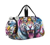 Red Birds Flower Boys Carry on Duffel Borse da viaggio per bambini Borse da viaggio per ragazze Borsa da viaggio per bambini, Graffiti Jungle Tiger Splash, classico