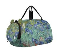 Red Birds Flower Boys Carry on Duffel Borse da viaggio per bambini Borse da viaggio per ragazze Borsa da viaggio per bambini, Impressionista Blue Irises Field, classico